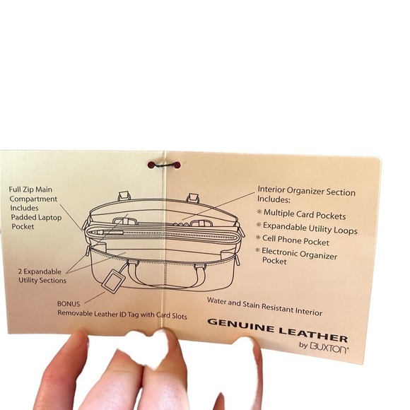 Buxton Quality red leather expandable computer “Madison Tote” Valentine red. NWT - Picture 6 of 15